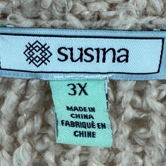 Susina Chunky Knit Boucle V Neck Sweater Rose Pink Size 3X - Picture 6 of 6